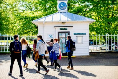 Students walking past Lenton and Wortley Hall, University Park