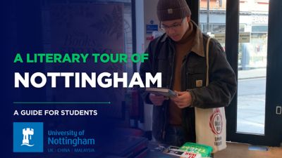 Christopher student content vlog exploring Nottingham's bookshops and libraries