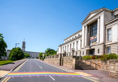 Rainbow crossing in front of Portland Building during lockdown June 2nd 2020 by Lisa Gilligan-Lee