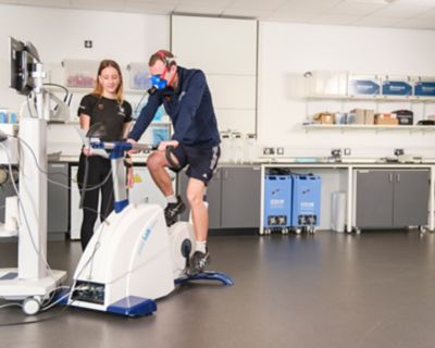 Sport and Exercise Science undergraduate students using a Lode exercise bike