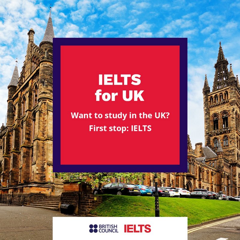 IELTS hero infographic including British Council logo