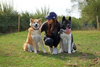 Katie Siddons with two dogs