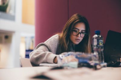 Undergradute student studying in the George Green library, University Park. November 5th 2021.