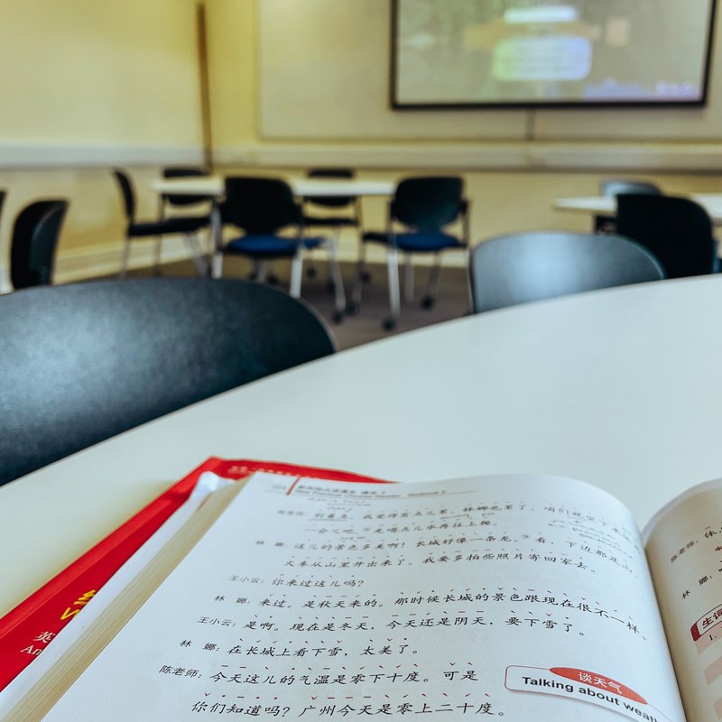 Mandarin seminar notes on a desk
