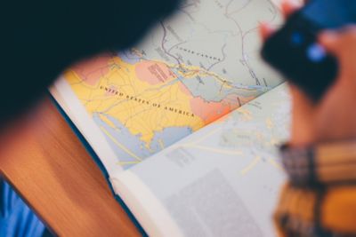 Undergraduate students in the Hallward Library reading room