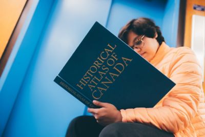 Undergraduate students in the Hallward Library reading room