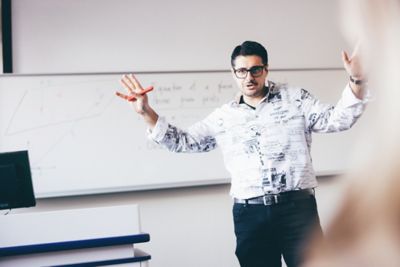 University Professor of Mathematical Physics teaching in the Coates Building, University Park. November 5th 2021.