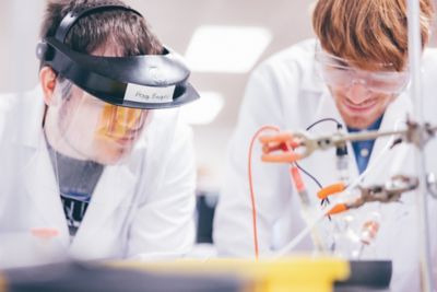 Second year undergraduates in a chemistry lab session, Chemistry building, University Park. November 5th 2021.