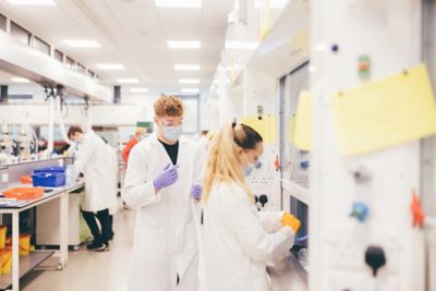 Second year undergraduates in a chemistry lab session, Chemistry building, University Park. November 5th 2021.