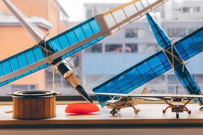 Closeup of model aeroplanes in the Aerospace Design Studio