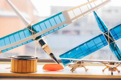 Closeup of model aeroplanes in the Aerospace Design Studio