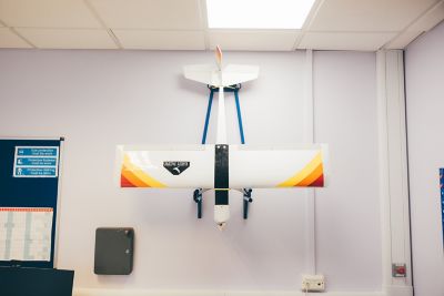 Closeup of model aeroplanes in the Aerospace Design Studio