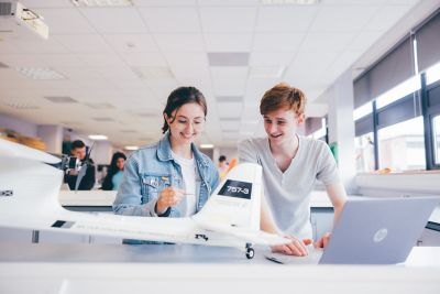 Undergraduate students working in the Aerospace Design Studio