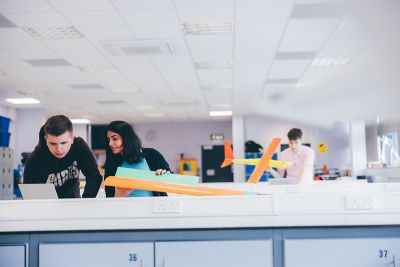 Undergraduate students working in the Aerospace Design Studio