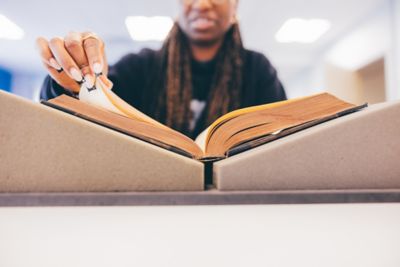 Ann Marie Ekuban in the Manuscripts and Special Collections reading room, Kings Meadow campus (KMC)