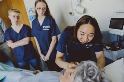 Small group teaching in Consulting Room D1035, Queen's Medical Centre Medical School, University Park