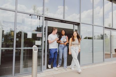 Undergraduate students outside the Medical School, QMC, University Park