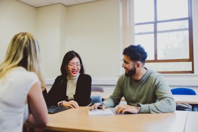 Undergraduate students offering legal advice in a law clinic