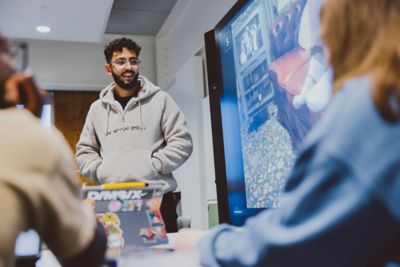 Undergraduate students in a criminology study session, Monica Partridge Building