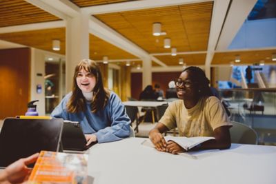 Undergraduate students in a criminology study session, Monica Partridge Building