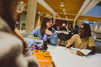 Undergraduate students in a criminology study session, Monica Partridge Building