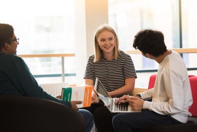 Undergraduate students studying in the Physics Building, University Park