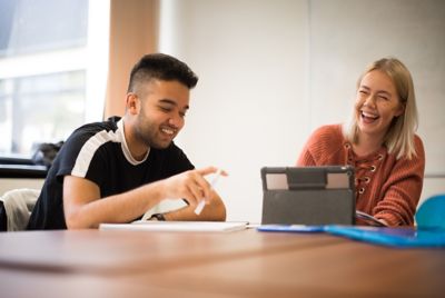 (from left to right) Abdul Aziz Adil, Pankistani, Economics UG ; Abigail Bennetts, British, Psychology UG