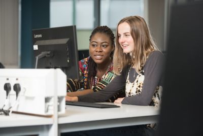 Undergraduate students in a computer room, Pope Building, University Park