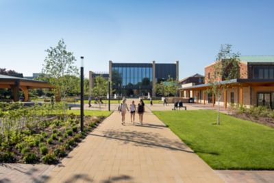 Sutton Bonington herb garden and surrounding buildings