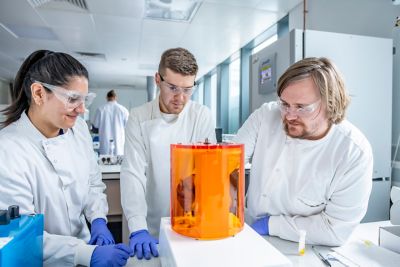 Postgraduate student and staff at the CELLINK LumenX SLA Bioprinter