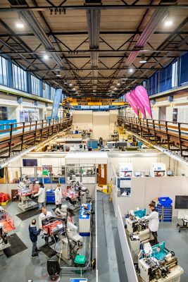 Students; apprentices and technicians working in the L2 Engineering Application Lab in the Department of Mechanical, Materials and Manufacturing Engineering