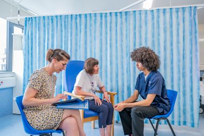 Undergraduate student taking a patient history