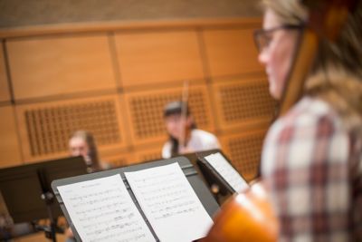 Undergraduate orchestra practicing in the Music Recital Hall